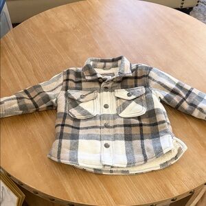 GAP Kids Plaid Jacket - Cream and Gray